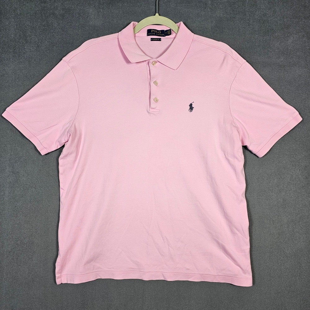 Polo Ralph Lauren Polo Shirt Mens Medium Pink Short Sleeve Classic Fit Pony Logo